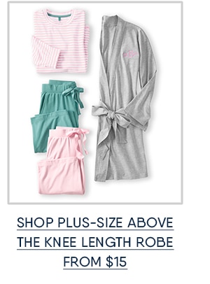 Shop plus-size above the knee length robe from $15.