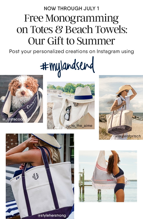 Free Monogramming on Totes and Beach Towels: Our Gift to Summer.