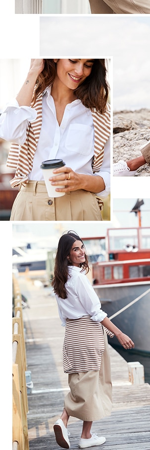 Click to shop the chino midi skirt.
