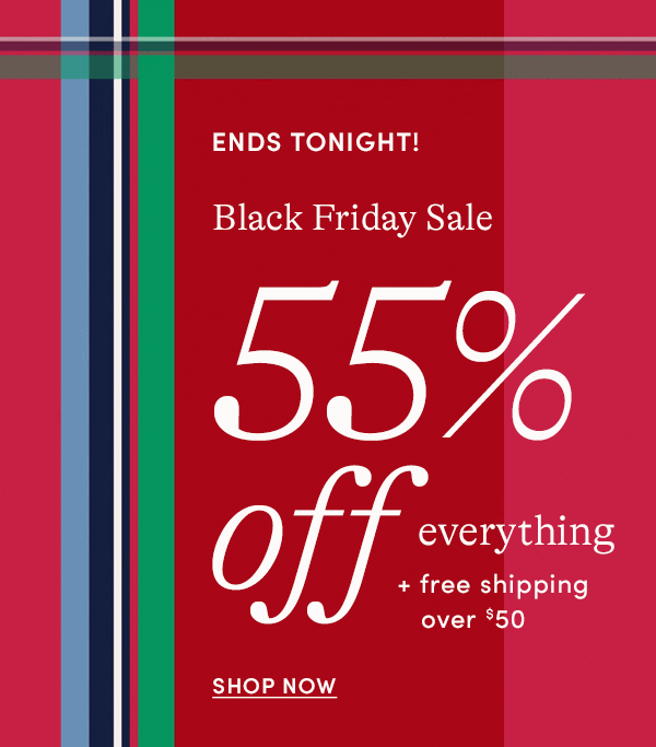 ENDS TONIGHT! Black Friday Celebration: 55% OFF EVERYTHING + free shipping over $50