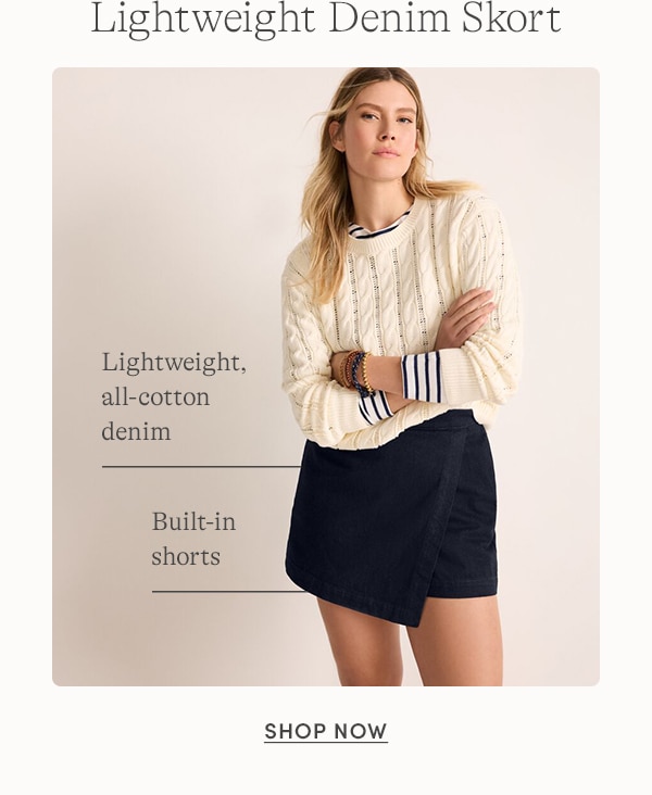 SHOP LIGHTWEIGHT DENIM SKORT