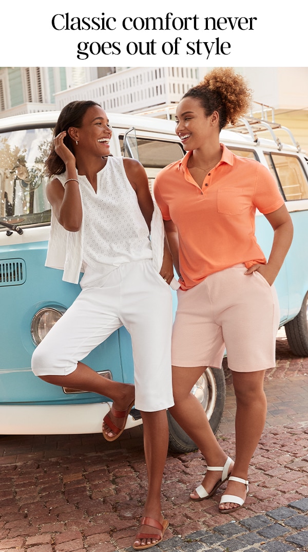 Click to shop women's bottoms.
